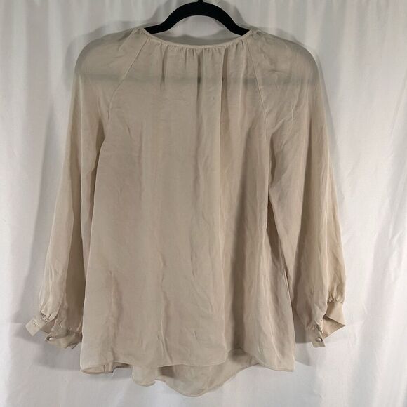 J. Crew 100% Silk Blouse Women's 10 Ivory Long Sleeve Round Neck Lightweight - Picture 8 of 11